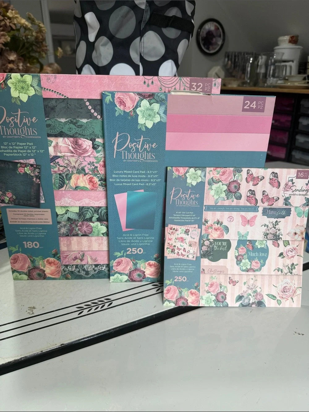 Crafters Companion Positive Thoughts Paper Pad, Card Pad and Die-cut Pad